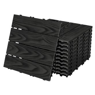 ML Design Ecd Germany Baldosas De Patio Wpc De 30x30 Cm 33 Piezas Para 3m&sup2; Aparencia De Madera Antracita Con Sistema De Drenaje E Instalaci&oacute;n Mediante Clic, Los