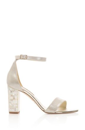 Freya Rose Martene Ankle Strap Pearl Heel Sandal in Champagne at Nordstrom, Size 37.5