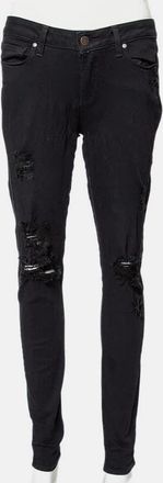 Paige Black Denim Ultra Skinny Distressed Verdugo Jeans