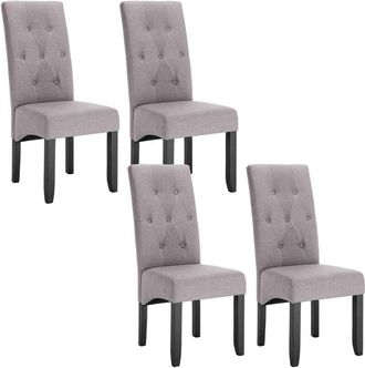 Woltu Sillas De Comedor Set De 4 Sillas Cocina Asiento Acolchado Tapizado En Lino Estructura De Madera Sill&oacute;n Gris Claro - Woltu