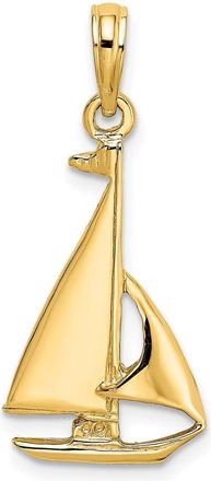 Diamond2Deal 14k Yellow Gold 2-D Polished Sailboat Charm Pendant