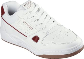 Skechers Mens Koopa Harry Kane Court Sneaker, White Leather, Suede/Mesh/Burgundy Trim, 10.5 UK