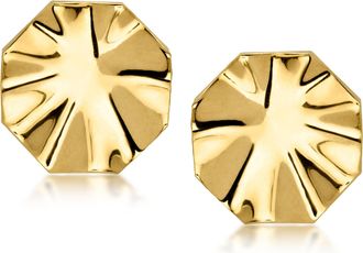Ross-Simons Italian 10kt Yellow Gold Rippled Stud Earrings