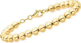 Ross-Simons Italian 6mm 18kt Gold Over Sterling Bead Bracelet