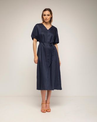 Tantra Oversized jurk met gerimpelde mouwen, V-hals en een losse ceintuur