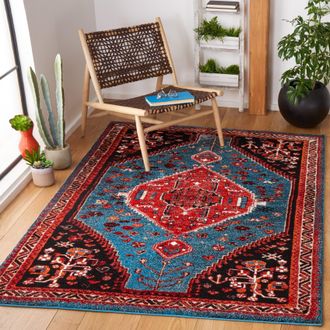 Safavieh Vintage Hamadan Machine Made Area Rug, Turquoise / Red Traditional Style Easy Care