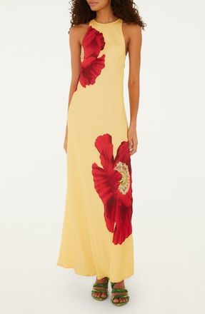 Farm Rio Poppy Flowers Maxi Dress in Yellow at Nordstrom, Size Xx-Small
