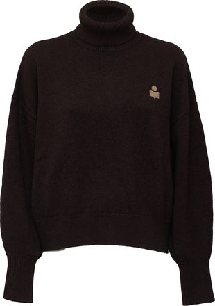 Isabel Marant Nasha Logo Embroidered Wool Cotton Turtleneck Sweater