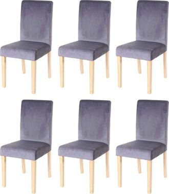 Hhg [nunca Usado] Lote De 6 Sillas De Comedor Silla De Cocina Littau, Terciopelo, Gris, Patas Claras