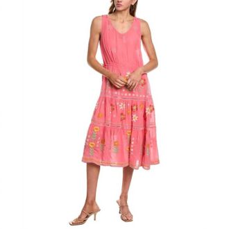Johnny Was Leanna Tiered Dress In Guava