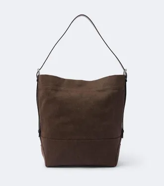 Christophe Lemaire Belted leather-trimmed canvas tote bag