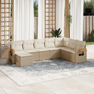 vidaXL Vidaxl - Juego De Sof&aacute;s De Jard&iacute;n Con Cojines Beige 8 Pzas Rat&aacute;n Pe