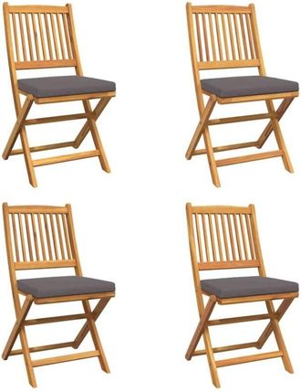 vidaXL Folding Chair 4 pcs Grey 49 x 57.5 x 92cm Solid Acacia wood vidaXL