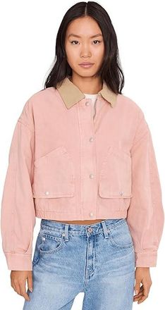 Blank NYC Lawn Party Barn Jacket Womens Coat Pink : MD, Cotton/Denim