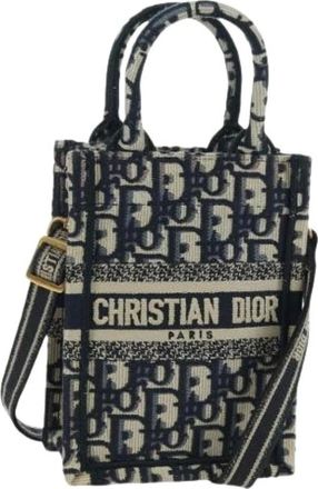 Dior Pre-owned Mini Bags, female, Blue, Size: ONE SIZE Pre-owned Vintage Trotter Canvas Mini Hand Bag