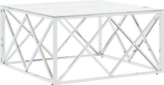 vidaXL Tavolino Da Salotto Argento 80x80x40 Cm In Acciaio Inox E Vetro - Vidaxl