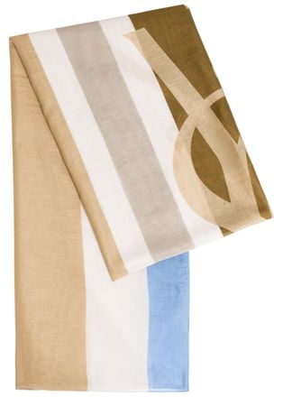 Saint Laurent Striped Logo Cotton and Silk-blend Scarf - Multicoloured - One Size