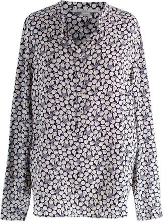 Stella McCartney Navy Lemon Print Silk Shirt Size L
