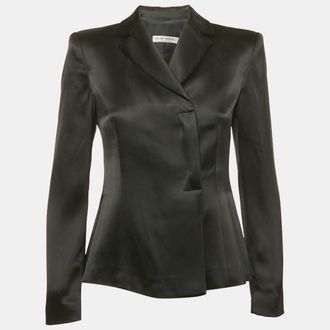 Emporio Armani Black Satin Crossover Blazer M