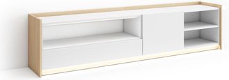 Skraut Home Skraut Home - Mueble Tv, Televisi&oacute;n, Muebles De Sal&oacute;n, Almacenaje, 207x37x50cm, Para Tv Hasta 80, Led, Estilo Moderno, Blanco Y Roble Soft