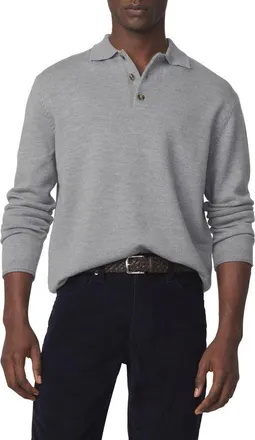 Joe's Long Sleeve Merino Wool Polo in Heather Grey at Nordstrom, Size Xx-Large