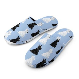 Generic Scottish Terrier Dogs Mens Cozy Memory Foam Slippers Warm Cotton House Shoes Comfy Slipper for Indoor Outdoor