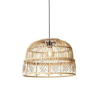 QAZQA Oriental L&aacute;mpara Colgante De Rat&aacute;n Inteligente 49 Cm Con Wifi G95 - Michelle /acero Alargada Adecuado Para Led Max. 1 X 4.9 Watt - Qazqa