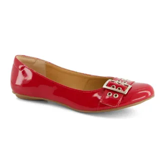 Andrea Womens Wide Buckle Ballerinas In Red
