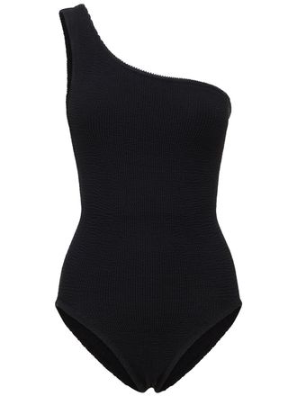 Hunza G Nancy Seersucker One Shoulder Swimsuit
