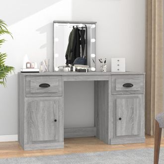 Berkfield Home Dressing Table with LED Grey Sonoma 130x50x132.5 cm