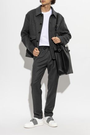 Paul Smith Wool Pleated Trousers, Mens, Grey
