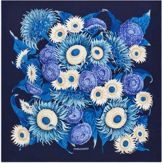 Ferragamo Sunflower Graphic Silk Scarf