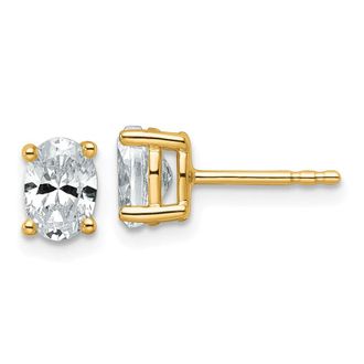 Diamond2Deal 14k Gold 1 ct Oval Lab Grown Diamond Stud Earrings VS Clarity, D-E Color