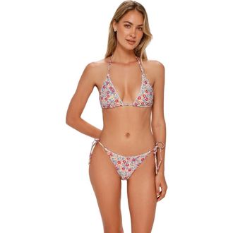 Swim Systems Pom Pom Tie Side Bikini Swim Bottoms in Prairie Petals at Nordstrom, Size X-Large