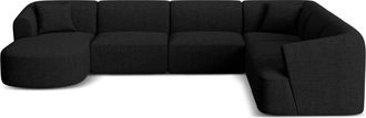 Cosmopolitan Design Sof&aacute; esquinero panor&aacute;mico derecho 7 plazas tejido estructural negro