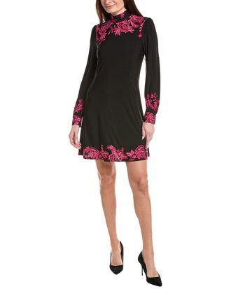 CeCe by Cynthia Steffe Border Print Mock Neck Mini Dress