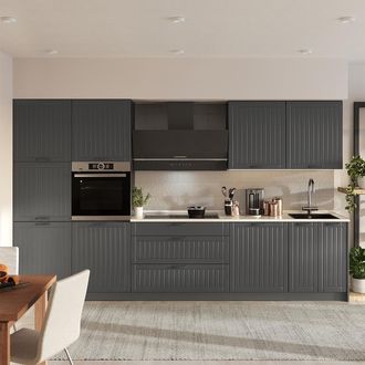 Vicco Mueble De Cocina Fame-line, Gris Oscuro/antracita, 340 Cm Sin Encimera, Vicco