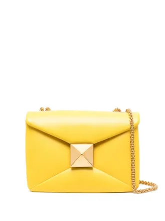 Valentino Garavani Yellow One Stud small leather shoulder bag