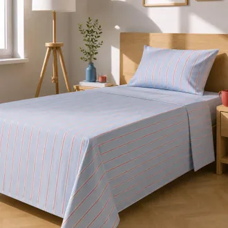 KASANOVA Completo letto 1 piazza e mezza righe azzurro