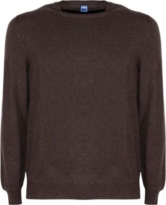 Fedeli Maglione girocollo in cashmere - - Knitwear - Uomo - Marrone - M