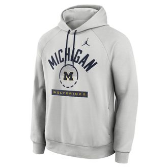 Nike Mens Michigan Courtside Jordan Brand Dri-FIT College Pullover Hoodie in Grey | 0JEJ0DJ9MWN-USU