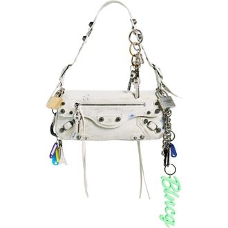 Balenciaga Small Le Cagole Used Effect Sling Bag with Charms in Optic White at Nordstrom
