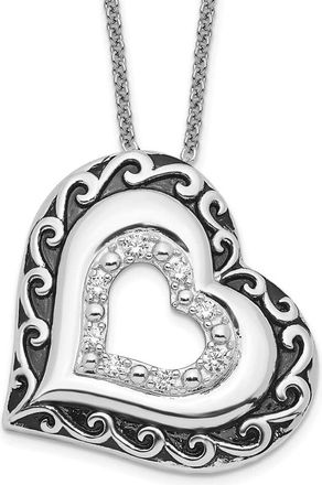 Diamond2Deal Sterling Silver Cubic Zirconia Antiqued Mother Of the Bride Necklace