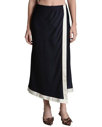 Avec Les Filles Asymmetrical Faux Wrap Midi Skirt