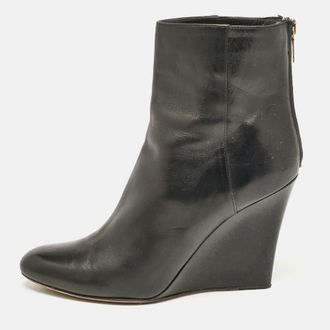 Jimmy Choo London Black Leather Wedge Ankle Boots