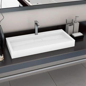 Berkfield Home Wash Basin 100x46x11 cm Mineral Cast/Marble Cast White | Size: 100 x 46 x 11 cm