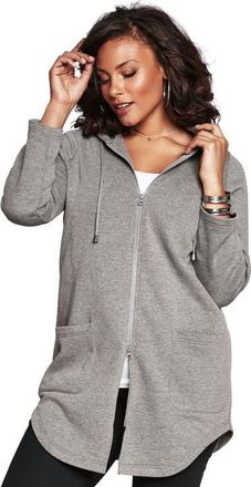 Roaman's Fleece Zip Hoodie Sweatshirt in Medium Heather Grey at Nordstrom, Size Large