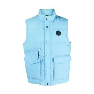 Woolrich Vests, male, Blue, Size: M Light Blue Technical Down Vest