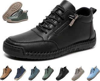 Generic Womens Handmade Leather Orthopedic Comfy Shoes Fashion Lightweight Non Slip Side Zipper Walking Shoes Outdoor Casual Ankle Boots (Black,10.5)