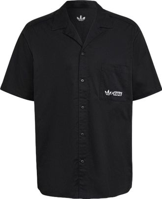 adidas originals Solid Color Logo Sports Short Sleeve Shirt Black HT1654